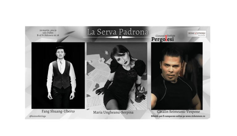 Premiera operei La serva Padrona de Giovanni Battista Pergolesi, prezentată de Home of Strings la Sala Dalles din București.